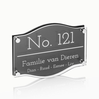 Klassiek Plexiglas naambord met gravering 22x16cm