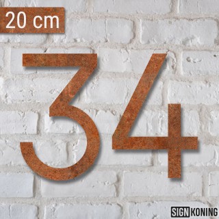 Modern cortenstaal huisnummer 20cm