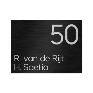 Naambordje voordeur zwart RVS Look gegraveerd - 20 x 15 cm