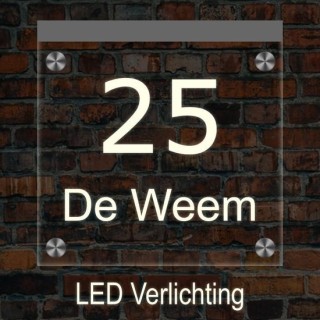 Gegraveerd huisnummer met led verlichting